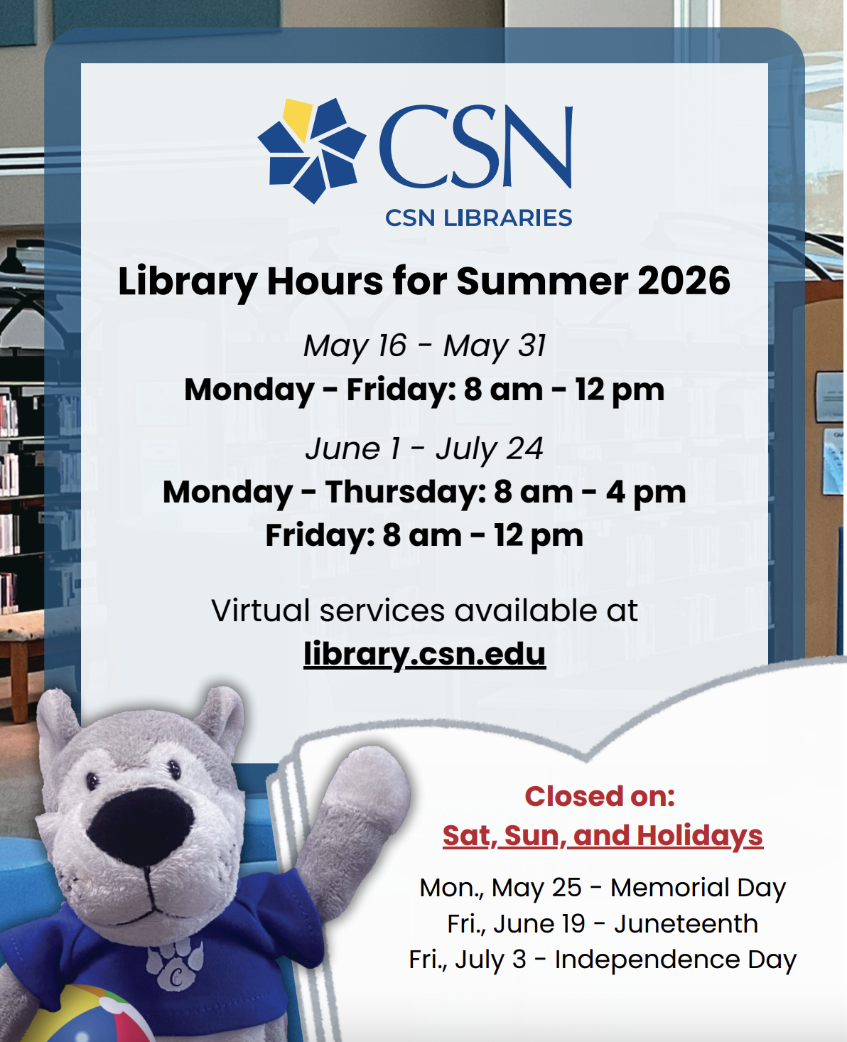 Summer Library Hours